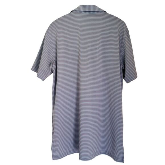 Peter Millar Summer Comfort Blue Striped Polo Performance Shirt Size Medium - Picture 2 of 4